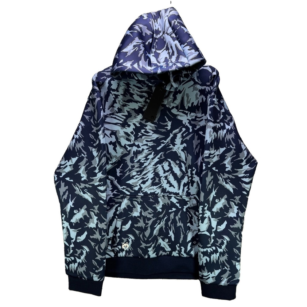 Greyson Midas Wolf Chene Hoodie Mens Large Blue AOP Heavyweight Golf NWT $230